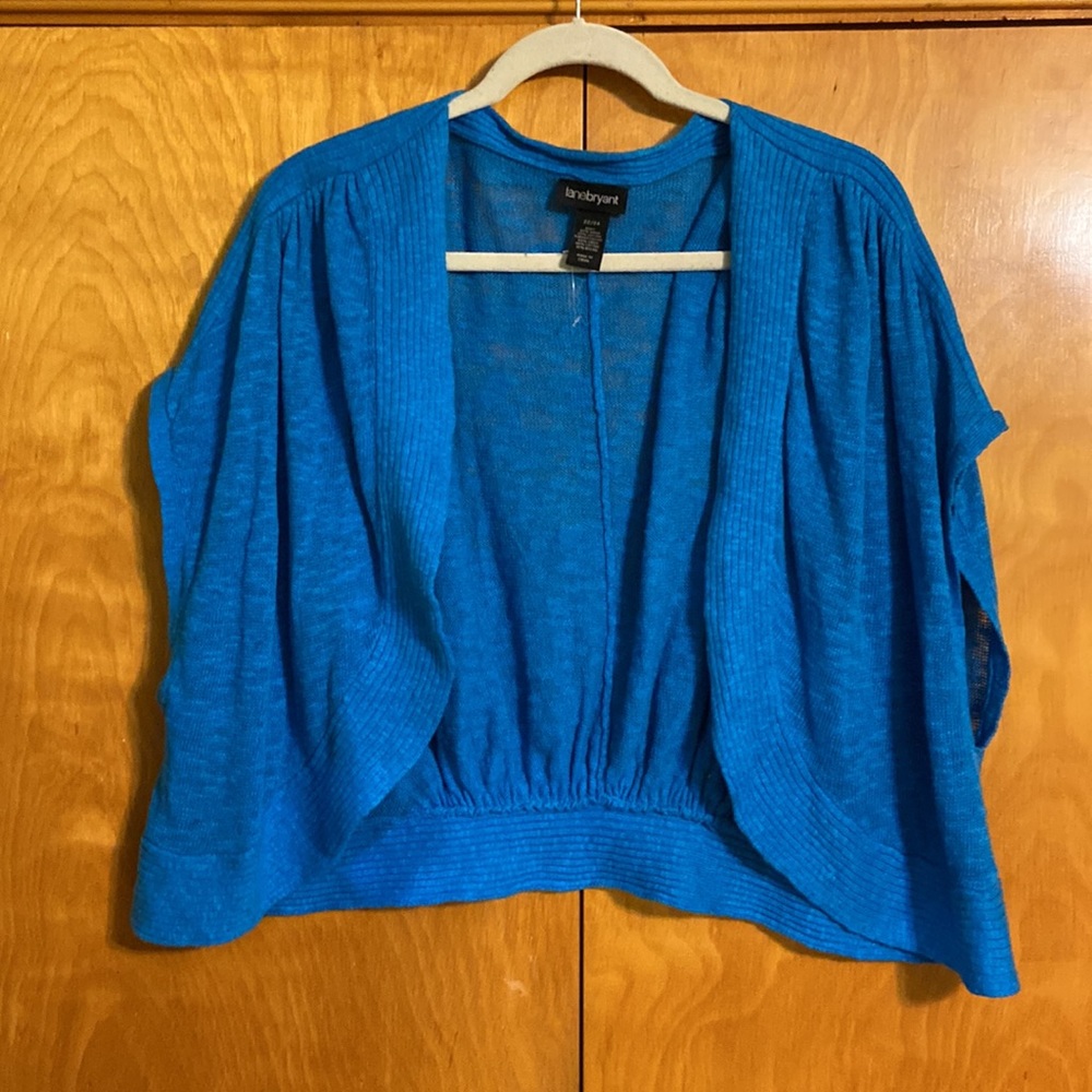 Lane Bryant Blue Crop Cardigan. Size 22/24